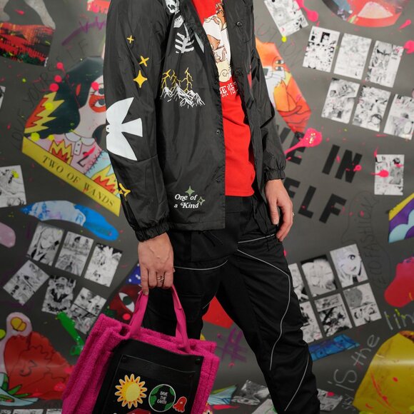 Harajuku-Inspired Black Street Style Pants – Reflective Detail, Men’s Size S - Picture 10 of 11